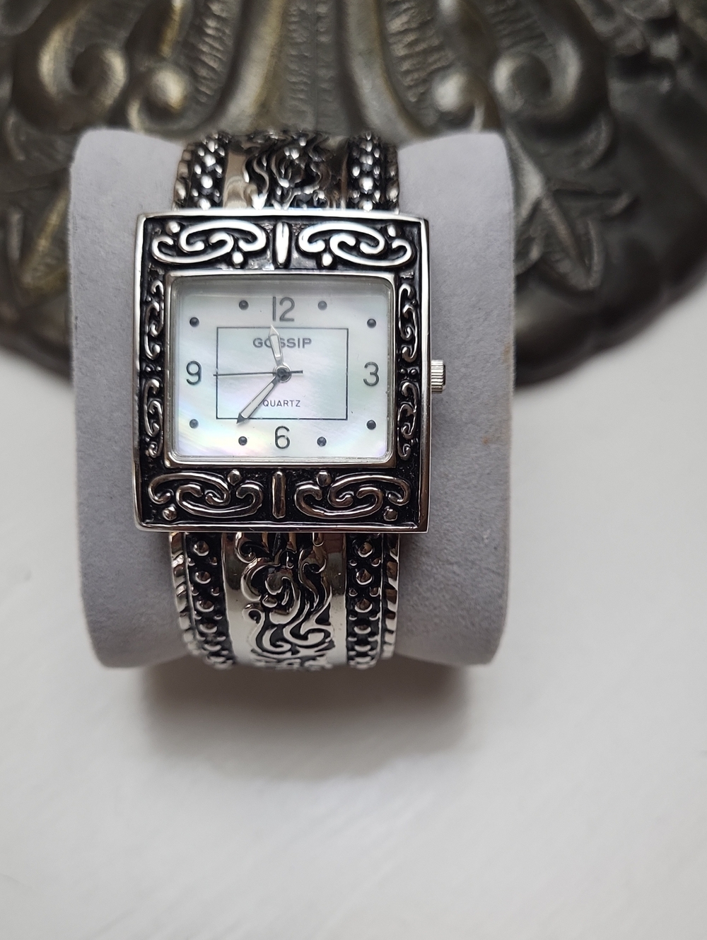 Gossip Silver Ornate Mother-of-Pearl Dial Bracelet Watch